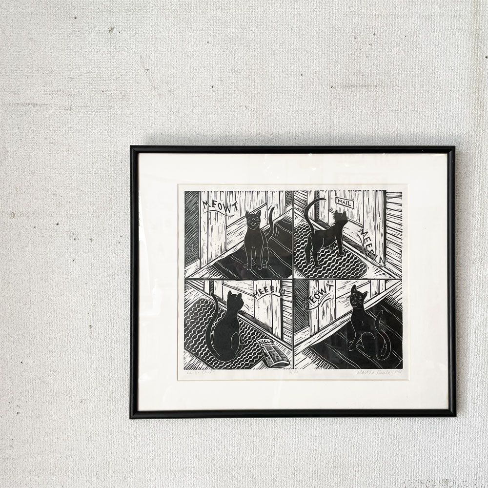 【経堂店】マーサ・パウロス Martha Paulos インオアアウト In or Out リノカット版画 60×50cm ハンドサイン入り 3/50 額装品 アメリカ 買取させていただきました。