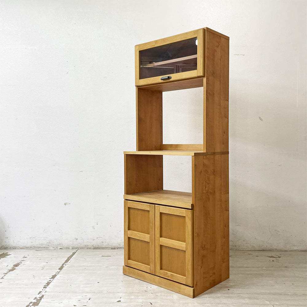 【祖師ヶ谷大蔵店】モモナチュラル MOMO natural ヴィボ VIBO レンジボード キッチンボード 食器棚 フラップ扉 アルダー材 W63cm 買取させていただきました。