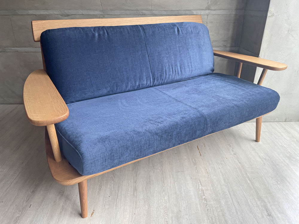 飛騨産業 HIDA ツグミ TSUGUMI 2Pソファ VZ11WN ネイビー ホワイトオーク無垢材 カバーリング 美品 参考定価\273,900-  中古品 買い取りしました。
