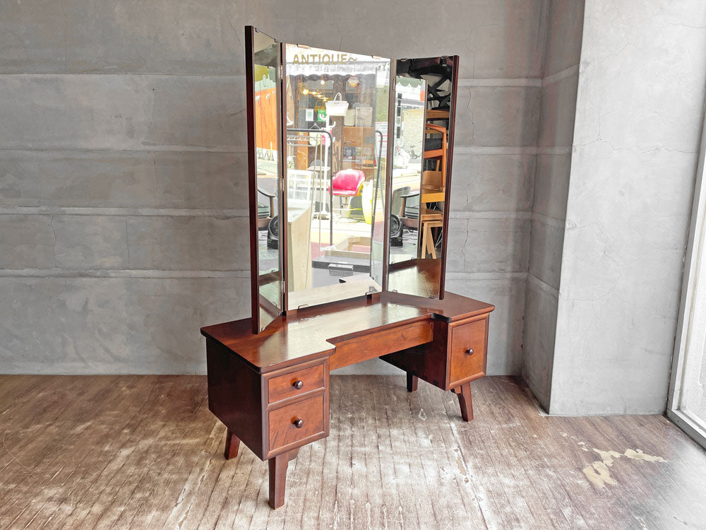 松本民芸家具 角型三面鏡 鏡台 ドレッサー 化粧台 ミラーチェスト 姿見 抽斗4杯 ミズメザクラ 無垢材 和洋折衷 民芸 和モダン 中古品 買い取りしました。