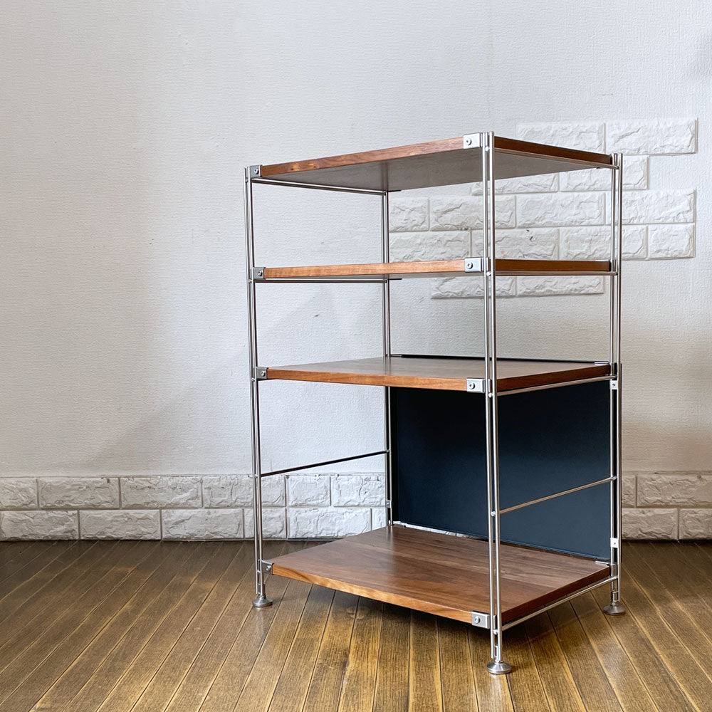 【経堂店】無印良品 MUJI ステンレスユニットシェルフ ウォールナット棚 1列4段 バックパネル Ｗ58 H83cm 本棚 飾り棚 収納棚 買取させていただきました。