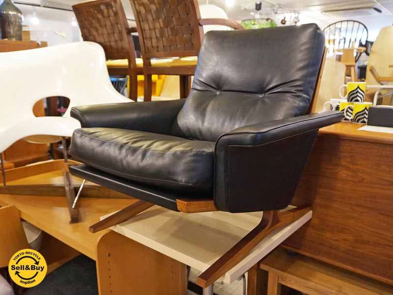 天童木工 Tendo ペリカン ソファ 1シーター PVCレザー ブラック 70～80's ビンテージ 菅沢光政デザイン ～ 天童PLYでも幻と謳われた傑作プロダクト ～ 【 買取と販売とレンタルのお店 】