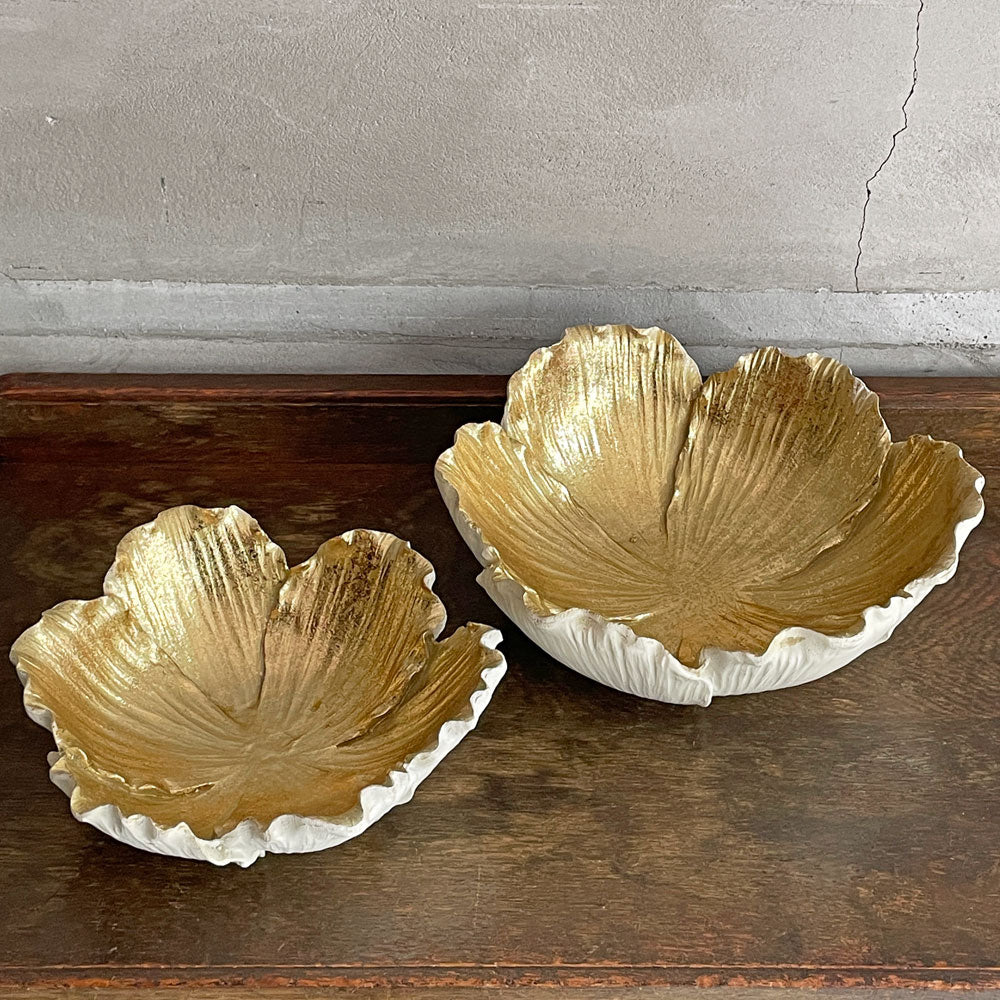 【学芸大学店】カレ KARE フラワーブルーム Bowl Flower Bloom クリームゴールド Cream Gold キャンドルホルダー ボウル プレート 20cm&25cm 2枚セット 買取させていただきました。