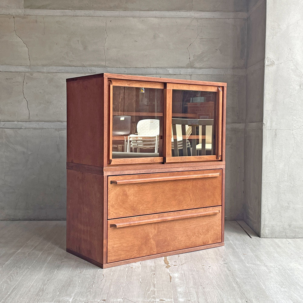 【学芸大学店】ベルメゾン Belle Maison オイル仕上げの組み合わせて使えるディスプレイユニットボックス D+E ガラス扉+引き出し 定価￥46,700- 買取させていただきました。