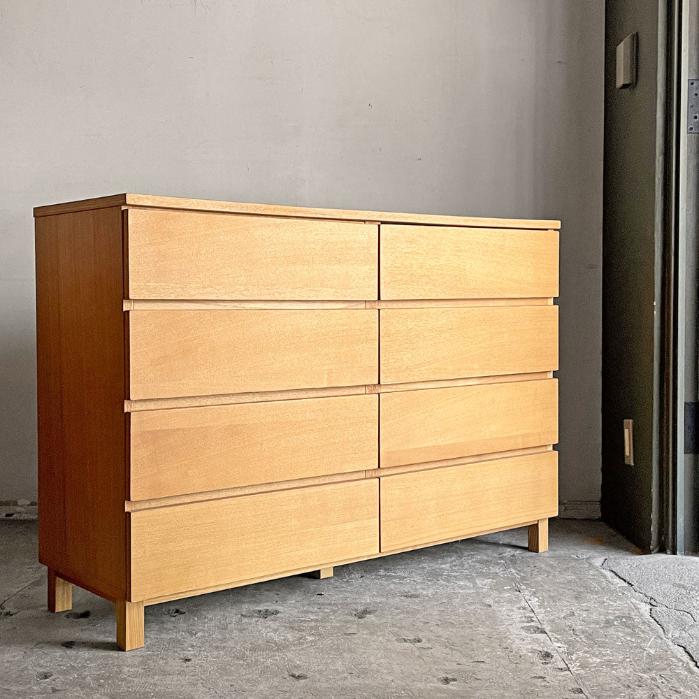 【自由が丘店】無印良品 MUJI 木製チェスト ワイドチェスト 4段8杯 120cm オーク材 ナチュラルモダン 廃番 買取させていただきました。