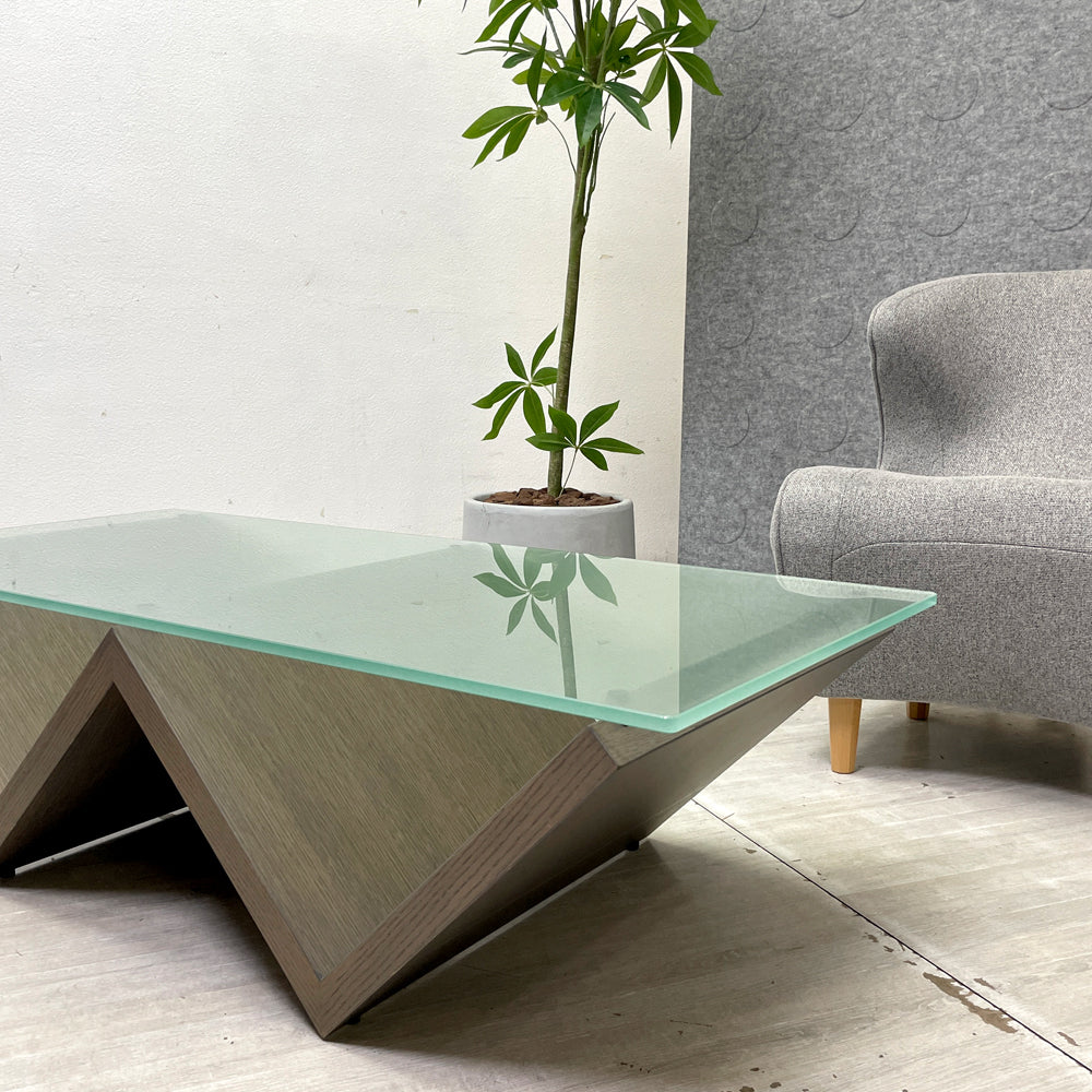 アルフレックス arflex モンターニャ MONTAGNA センターテーブル グレーオーク W120cm 川崎文男 タペストリーガラス ナチュラルモダンデザイン ～山をモチーフにしたシャープなイタリアモダンデザイン～