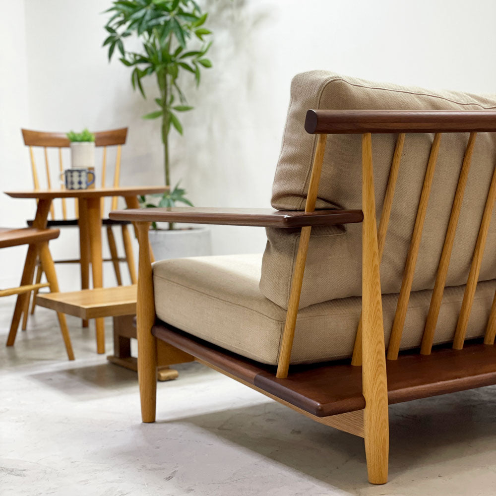 柏木工 KASHIWA シビル CIVIL 3人掛けソファ CLS73K 3Pソファ 3シーター ウォールナット材 オーク材 ファブリック アイボリー系 ヘッドレスト付き 牛丸敏彦 飛騨家具 ～背中で教える～