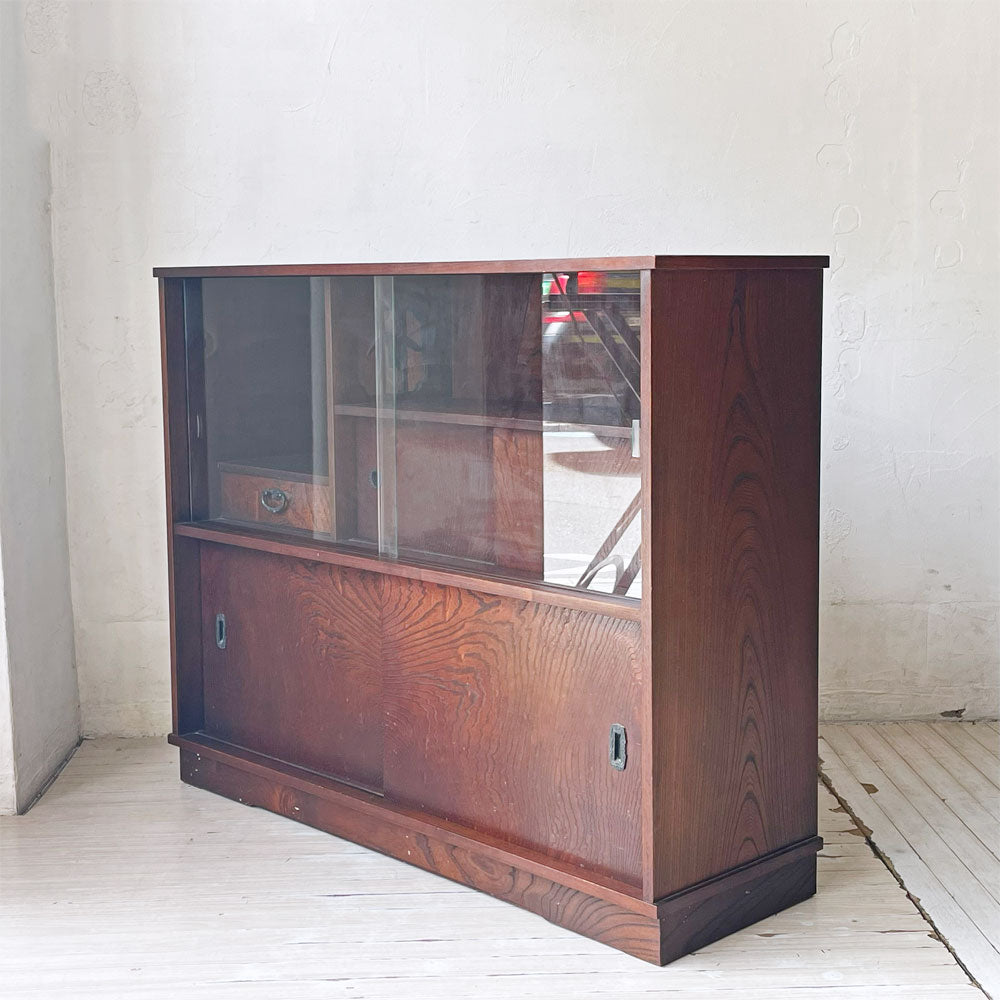 【下北沢店】ジャパンビンテージ Japan Vintage 欅材 茶箪笥 引き戸ガラス 和家具 古家具 和家具 什器 買取させていただきました。
