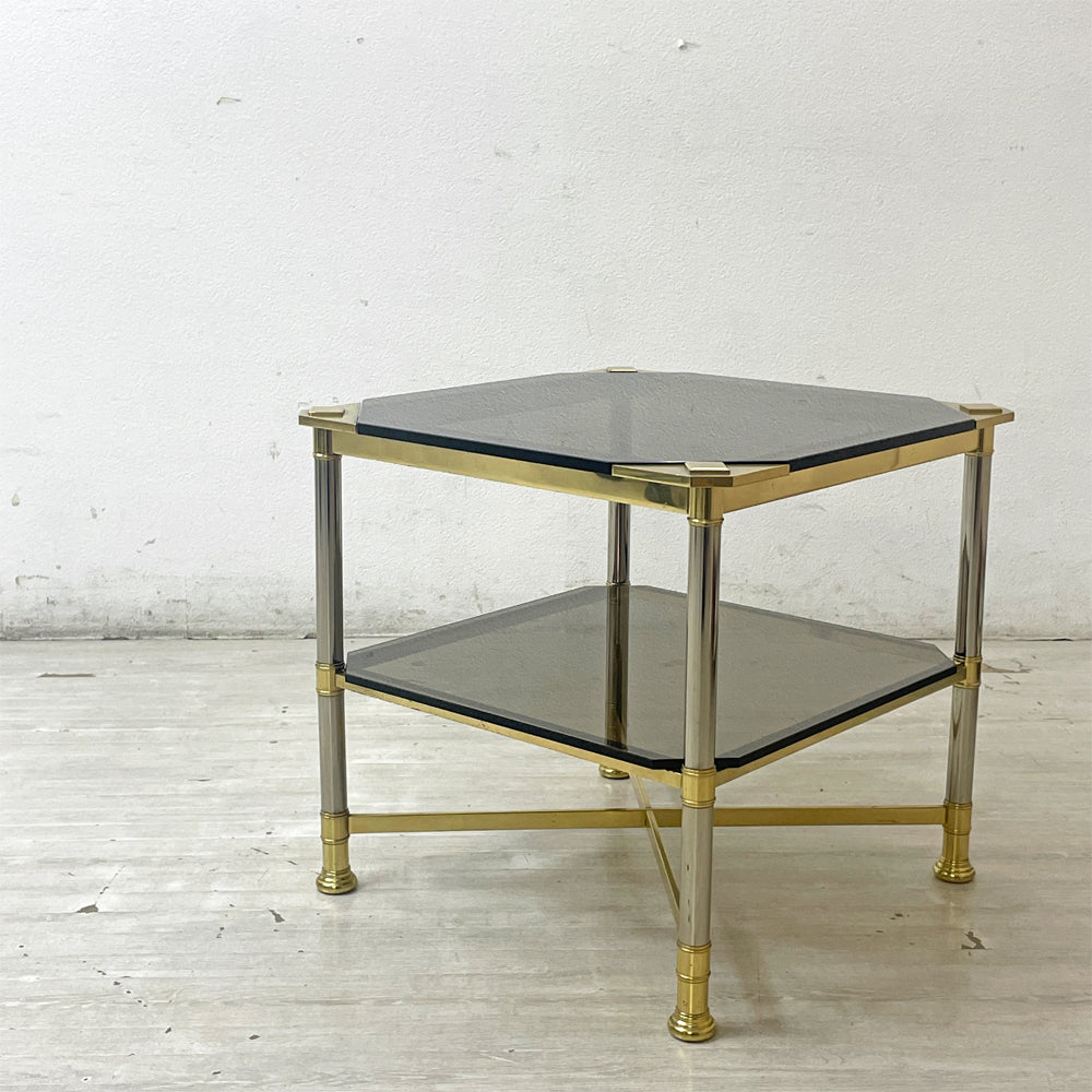 【祖師ヶ谷大蔵店イタリアンビンテージ スモークガラス×ブラスフレーム スクエア サイドテーブル vintage買取させていただきました