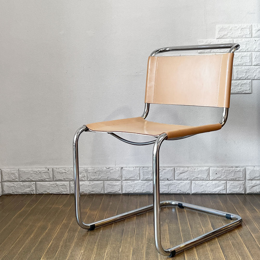 【経堂店】マルト・スタム Mart Stam S33 カンティレバー アームレス サイドチェア バウハウス リプロダクト デザイナーズ家具 本革 ライトブラウン 買取させていただきました。