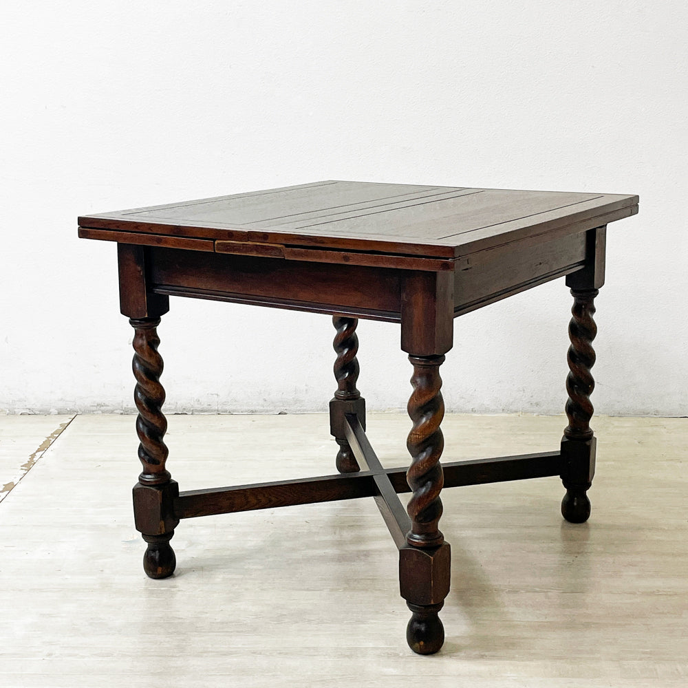【祖師ヶ谷大蔵店】UKビンテージ UK Vintage オーク材 ドローリーフテーブル ダイニングテーブル 伸長式 フラップ式 ツイストレッグ 英国家具 アンティーク 買取させていただきました。