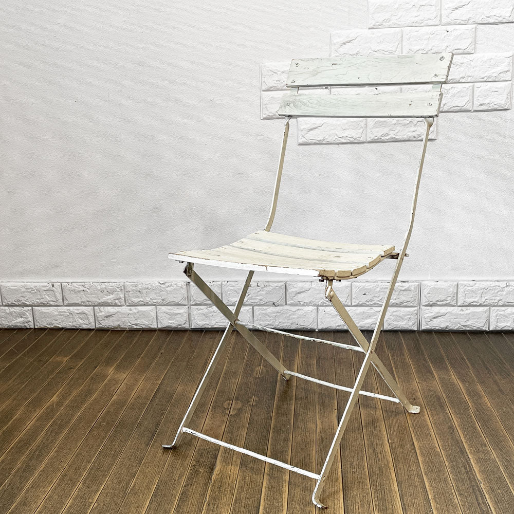【経堂店】	 ヨーロッパビンテージ Europe Vintage ペインテッド フォールディングチェア 折りたたみ ホワイト シャビーシック 買取させていただきました。