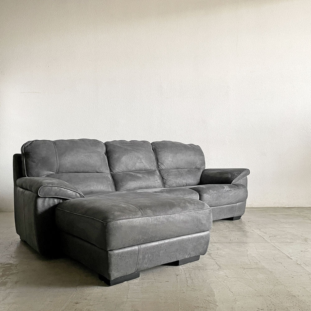【登戸BASE店】リラックスフォーム RELAX FORM ベレーザ BELLEZZA スモールカウチソファ 右カウチ W240cm レザーテックス チャコールブラック 関家具 カタログ定価￥240,625- 買取させていただきました。