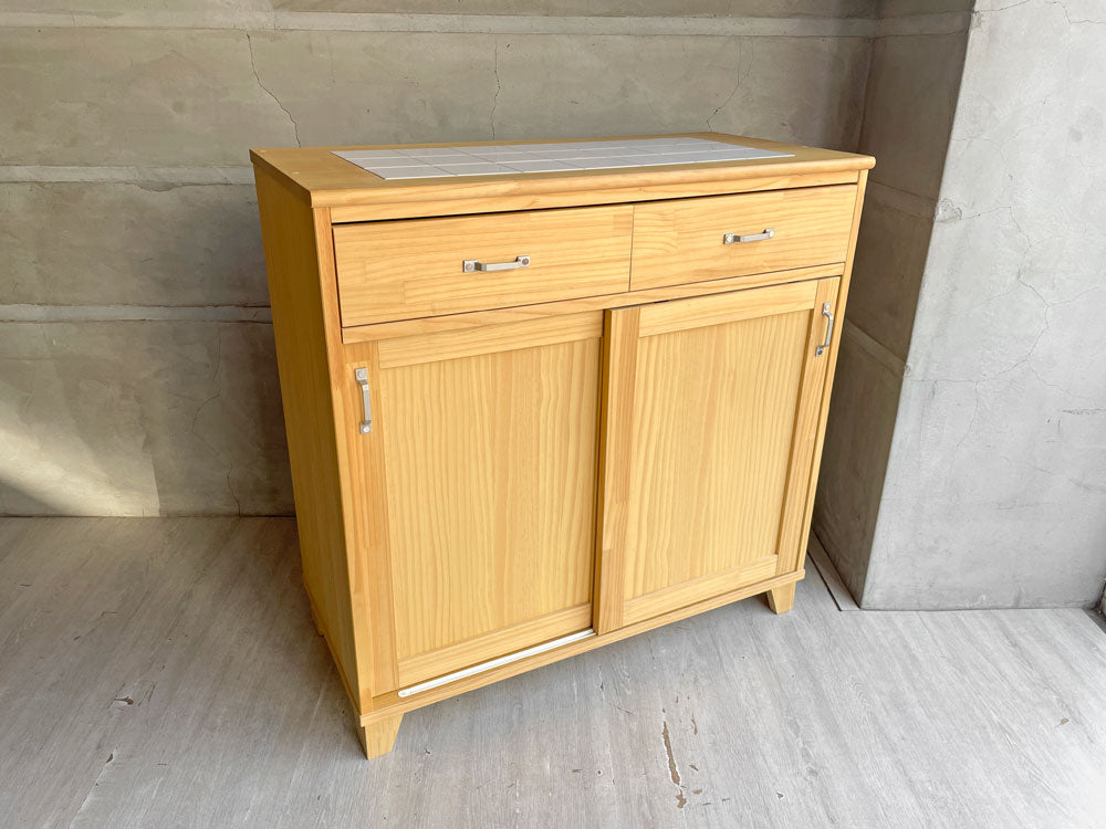 モモナチュラル MOMO Natural ランド LAND キッチンカウンター レンジボード タイルトップ W90cm 中古品 買い取りしました。