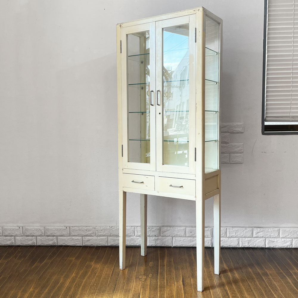 【経堂店】ジャパンビンテージ Japan Vintage ドクターキャビネット ケビント シャビーシック 医療棚 薬品棚 ディスプレイケース ラック 飾り棚 ホワイトペイント 買取させていただきました。