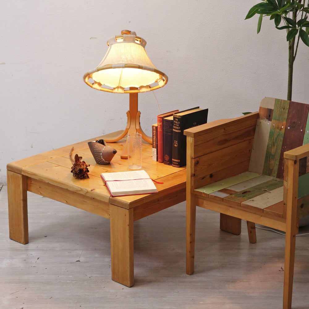 シャルロットぺリアン Charlotte Perriand レザルク ローテーブル パイン無垢材 W80cm フランス ビンテージ archeologie studio ギャラリー購入 ～内に秘められた意味と価値～