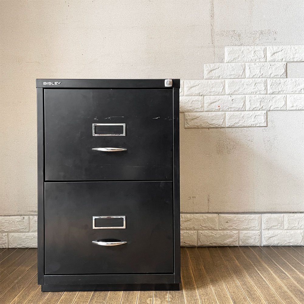 【経堂店】ビスレー BISLEY ベーシック BASIC Fシリーズ 2F ファイリングキャビネット 2段 ブラック ノーマルベース 鍵付 イギリス 定価￥79,200- 買取させていただきました。