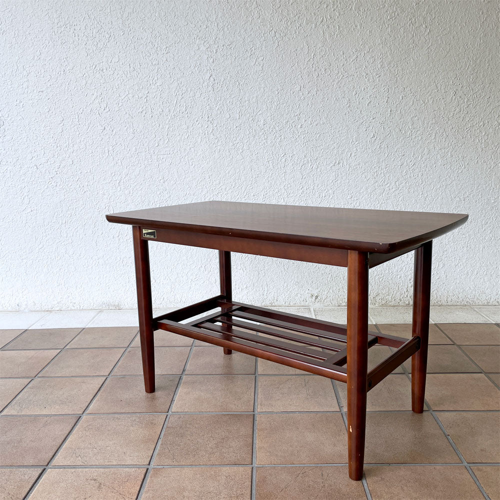 【用賀店】カリモク Karimoku デコラトップ天板 ローテーブル リビングテーブル マガジンラック付 W75cm ジャパンビンテージ レトロ 和家具 ミッドセンチュリー オールドカリモク買取させていただきました。