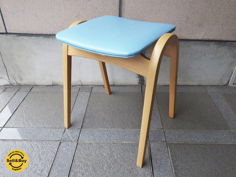 GOOD DESIGN賞受賞！ ～ジャパニーズモダンな名作スツール～ Akimoku / 秋田木工 『 スツール No.202（ 剣持スツール ）』 ライトブルー 【買取と販売とレンタルのお店】