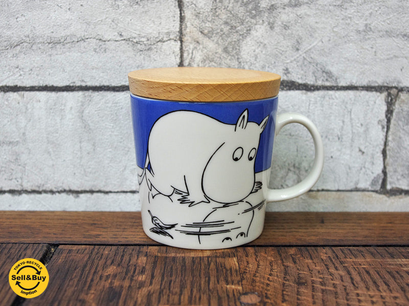アラビア ARABIA ムーミンマグ カップ ムーミントロールオンアイス Moomintroll on ice ターフミリ85 蓋付き 廃盤 希少 中古品 買い取りしました。祖師谷大蔵店 出張買取もお任せ下さい。