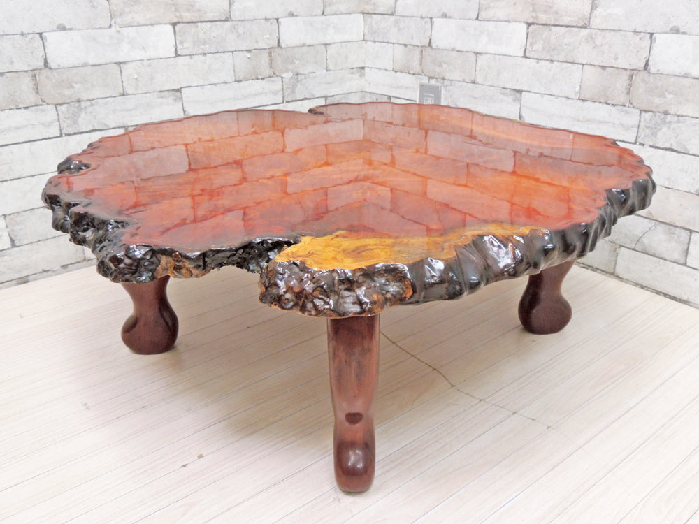 ジャパンビンテージ Japan Vintage 花梨無垢材 カリン材 座卓 ローテーブル 葡萄杢 瘤杢 和家具 古家具 和モダンスタイル  中古品 買い取りしました。