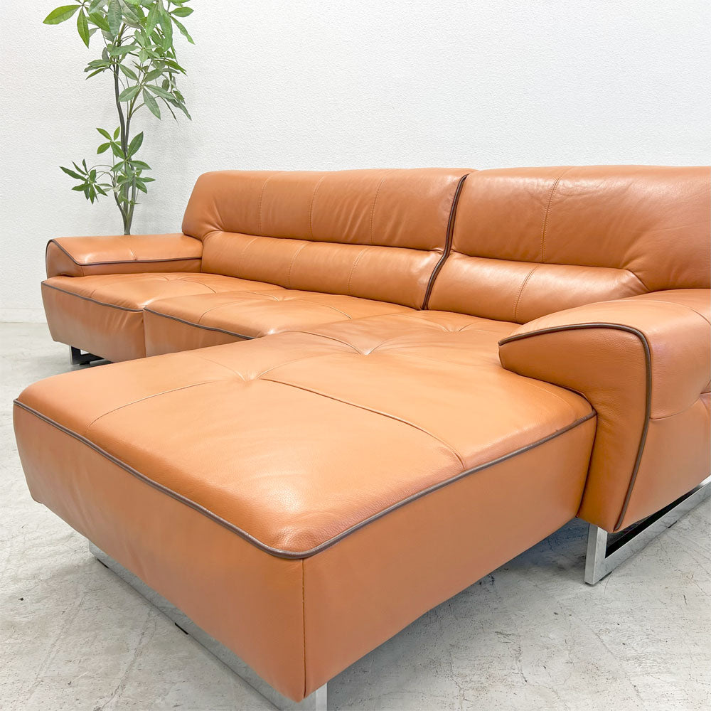 IDC大塚家具 OTSUKA L/S 37 カウチソファ レザー W254cm 廃番 参考定価￥299,000  ～ 10周年で誕生した快適性～