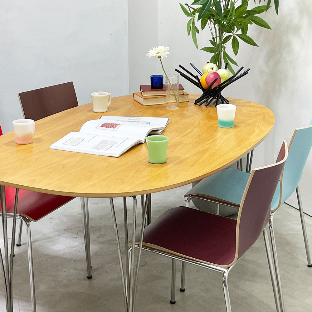 フリッツハンセン Fritz Hansen スーパー楕円 Bテーブル ダイニングテーブル ビーチ材天板 W150 ピート・ヘイン アルネ・ヤコブセン 天板再塗装品 80's ビンテージ ～その立ち姿には一切の隙がない～