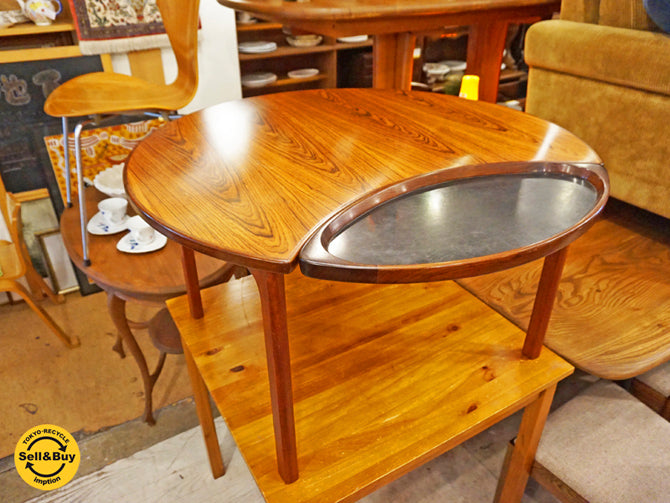 KRESTEN BUCH ローズウッド材 ビンテージ トレー付 コーヒーテーブル ～三日月テーブルはトレーを備えて、満月になる～ 【 買取と販売とレンタルのお店 】
