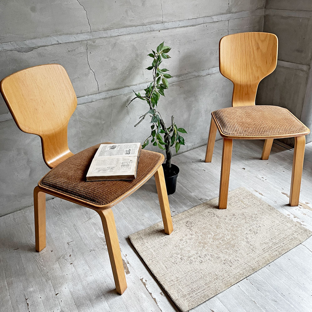 【学芸大学店】天童木工 Tendo ペスカチェア PESCA T-0635WB-NT ダイニングチェア コーデュロイ ブラウン 松村勝男 2脚セット ♪ 買取させていただきました。