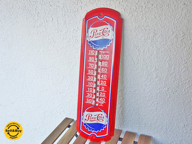 ペプシコーラ Pepsi-Cola ヴィンテージ メタル看板 壁掛け 温度計 サーモメーター 箱付 買い取りしました。用賀店 出張買取もお任せ下さい。