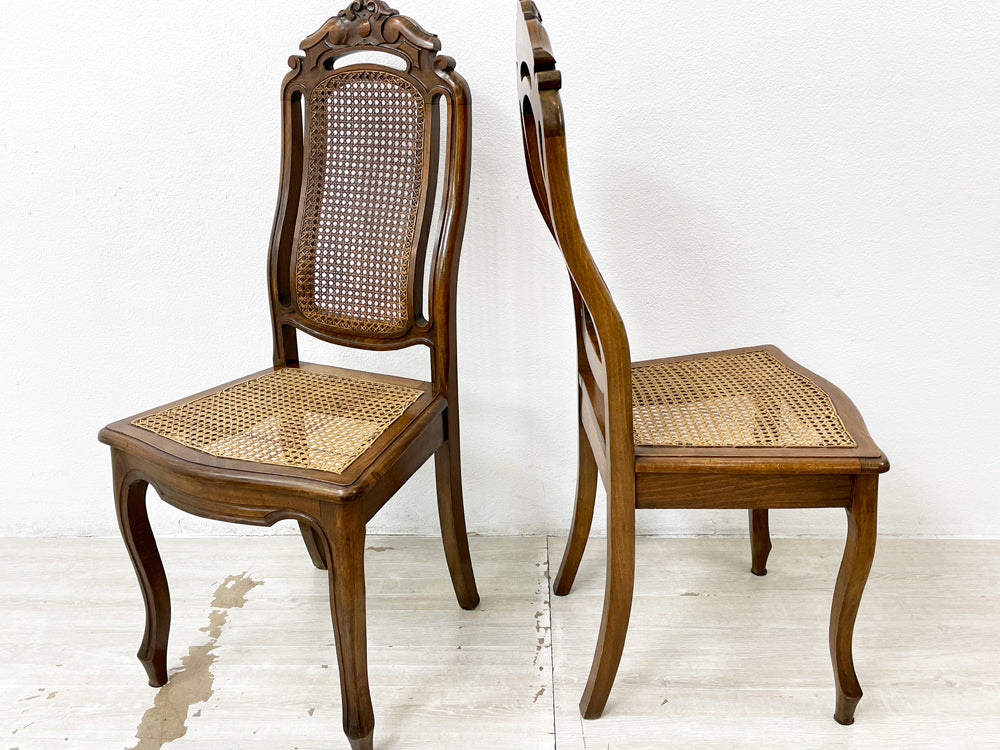 ベルギービンテージ Belgium Vintage ラタン×オーク材 ダイニングチェア 籐 クラシカル アンティーク ２脚  中古品 買い取りしました。