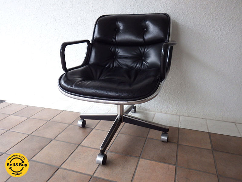 ノール Knoll ポロックチェア Pollock Chair アーム&レザーシート オリジナルビンテージ 初期型 4本脚 KEVI Wホイール キャスターベース仕様 アームチェア ワークチェア デスクチェア ミッドセンチュリー スイヴェルチェア 買い取りしました。用賀店 出張買取もお任せ下さい。