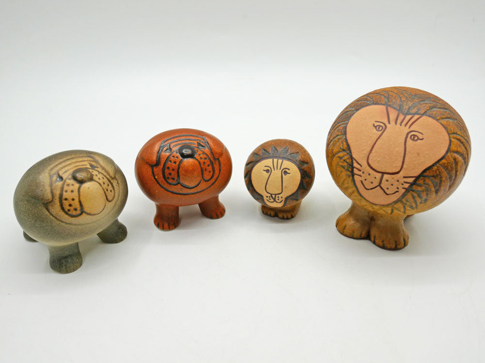 グスタフスベリ GUSTVSBERG アフリカ AFRICA ライオン Lion ミニ フィギュリン ＆ ケンネル KENNEL ブルドッグ リサラーソン Lisa Larson オブジェ 置物 北欧 スウェーデン 中古品 買い取りしました。