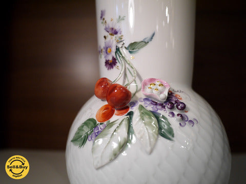 マイセン Meissen フラワーベース チェリー 花瓶 定価16万 ～自然界の息吹が感じられる躍動感ある逸品【買取と販売とレンタルのお店】