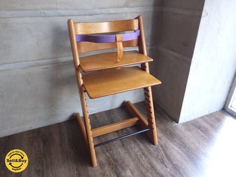 ストッケ STOKKE / トリップトラップ チェア 新型 ～ 希少！ チェリー 木製ガード ・ レザーベルト 付 【買取と販売とレンタルのお店】
