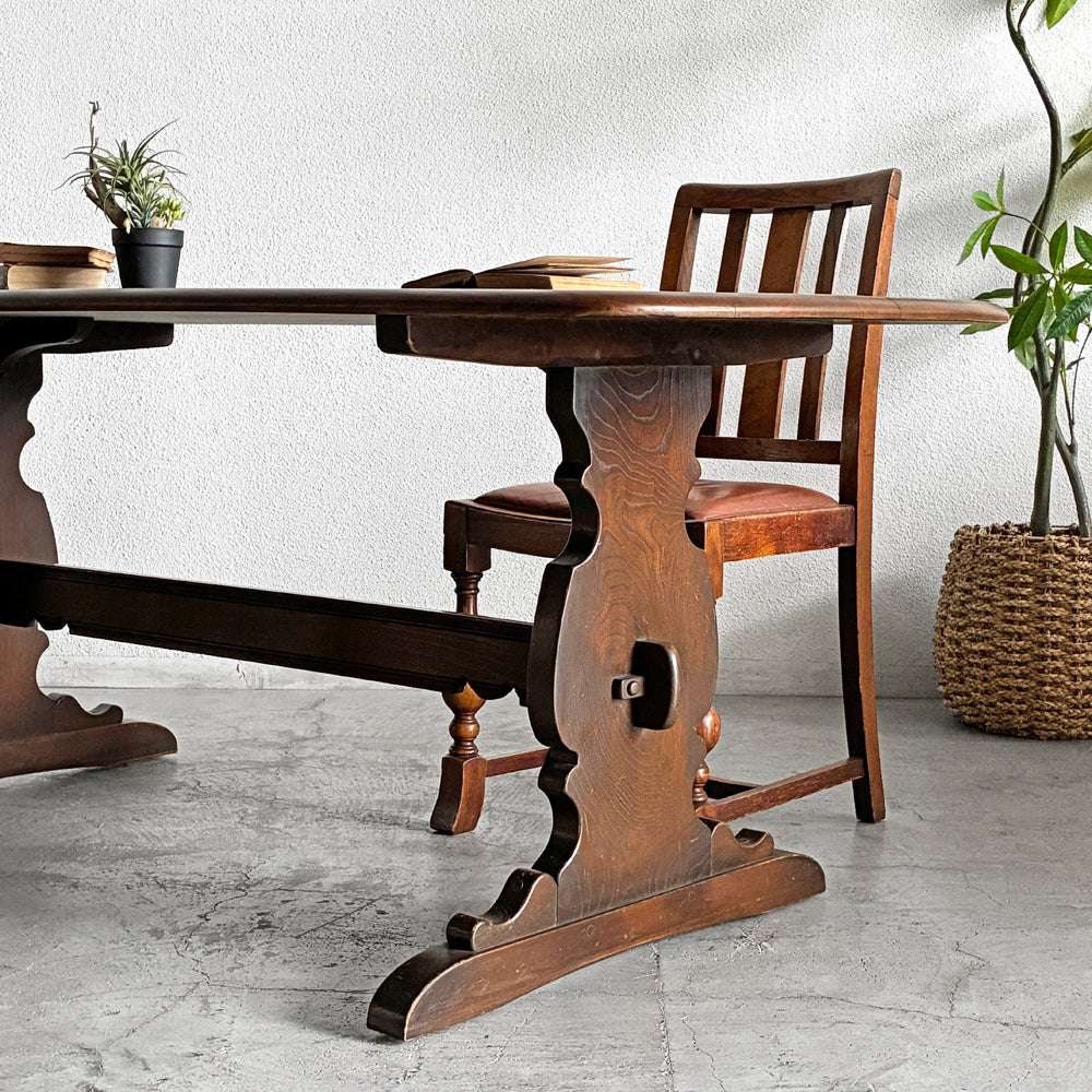 アーコール Ercol オールドコロニアル リフェクトリーテーブル ダイニングテーブル エルム無垢材 英国 UKビンテージ ～人が集まる、木のテーブル。～