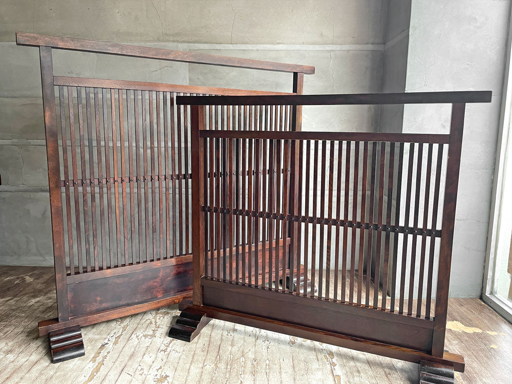 松本民芸家具 C型衝立 つい立て パーテーション ミズメザクラ 無垢材 特注サイズW140cm ＆W121cm 計2点 民藝 和家具  中古品 買い取りしました。