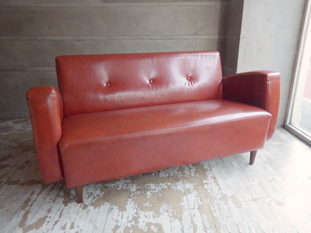 ビーカンパニー B-COMPANY ニューレザーソファ 2.5人掛け オレンジ PVCレザー 中古品 買い取りしました。