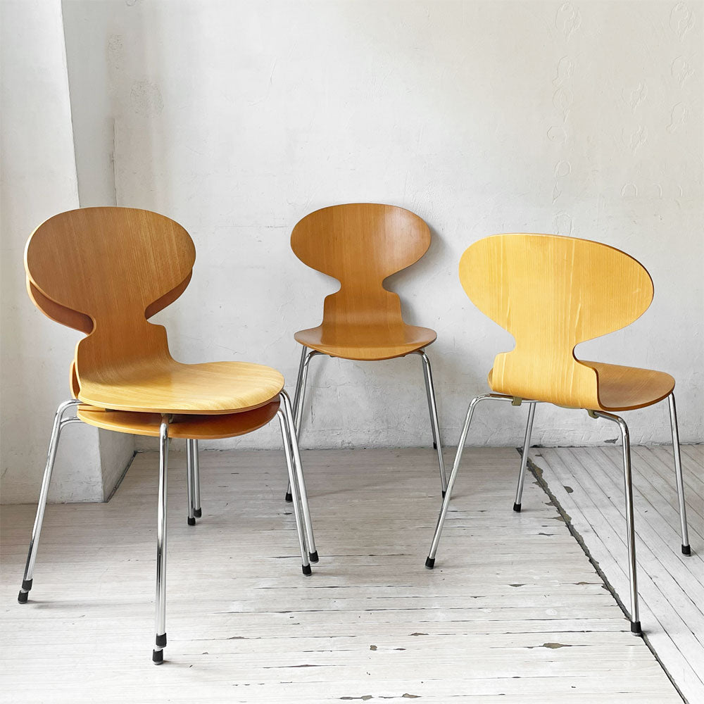 【下北沢店】フリッツハンセン Fritz Hansen 3101 アリンコチェア アントチェア 4本脚 ナチュラルビーチ ラッカー仕上げ フェルトグライズ アルネ・ヤコブセン 計4脚 買取させていただきました。