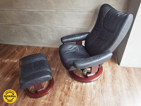 EKORNES / エコーネス   Stressless / ストレスレス　チェア 『 Wing （ ウイング ）』オットマン付き　～エグゼクティブ　リクライニングチェアの至高の逸品！ 【買取と販売とレンタルのお店】