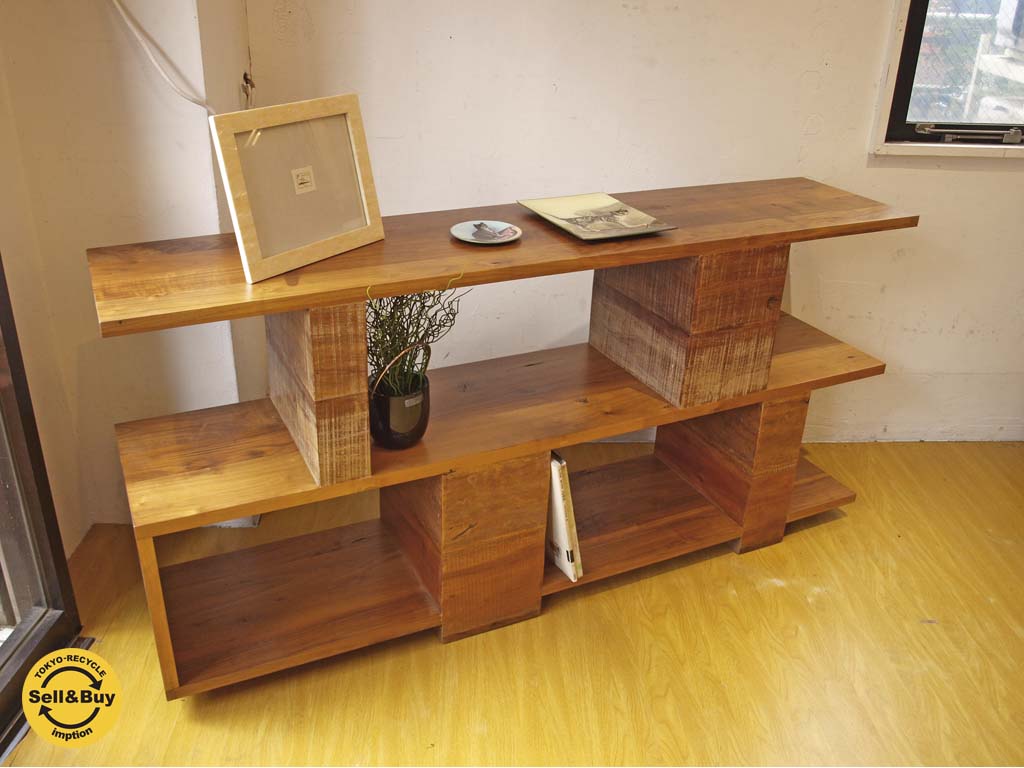 ビーナ bina ジンジャー コンソール テーブル GINGER CONSOLE TABLE 古材×ウォールナット無垢材 シェルフ 飾り棚 ～ 廃材と無垢材の異色のコンビネーション【 買取と販売とレンタルのお店 】