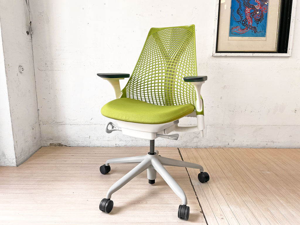 ハーマンミラー Herman Miller セイルチェア SAYL CHAIR ミドルバック オフィスチェア デスクチェア ホワイトフレーム グリーン ～ インテリアにデスクチェアを。 ～