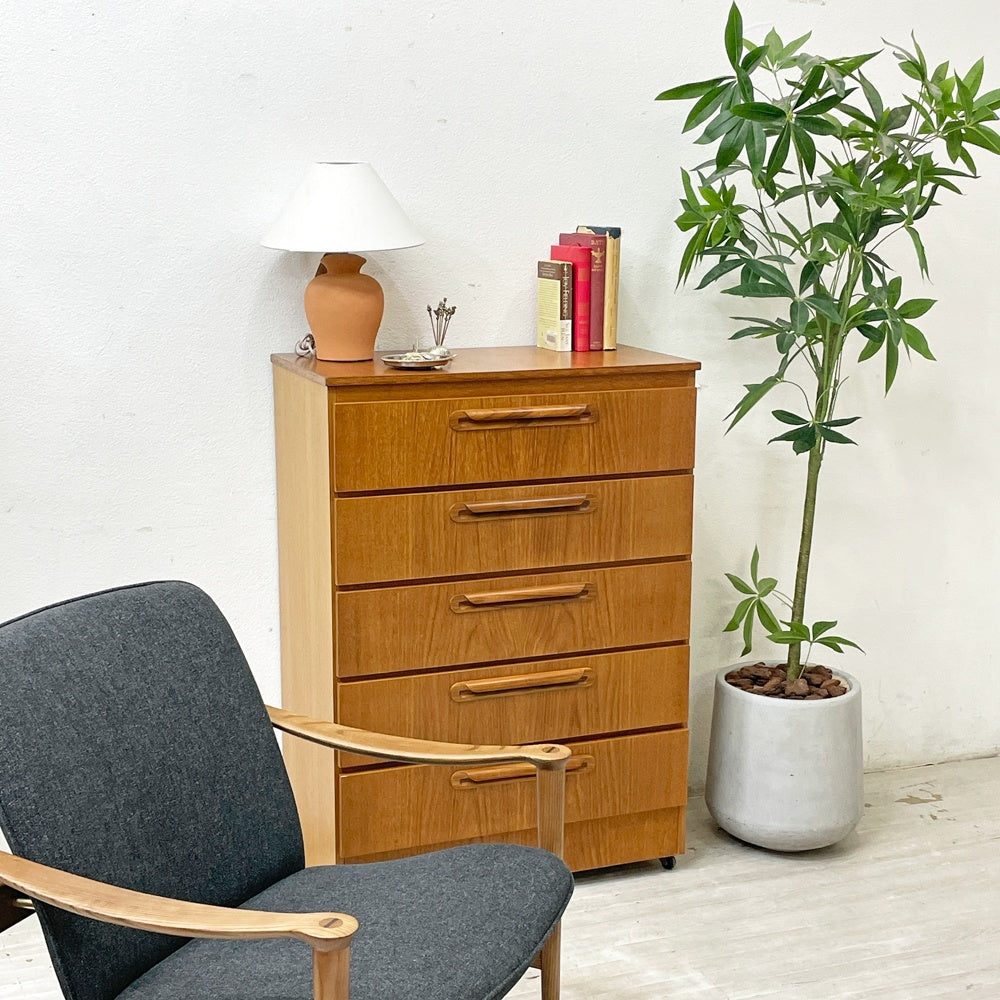 【祖師ヶ谷大蔵店】JSサコルファニチャー JS sakol furniture チェスト キャビネット チーク材 5ドロワー 北欧スタイル スコットランド ビンテージ 買取させていただきました。