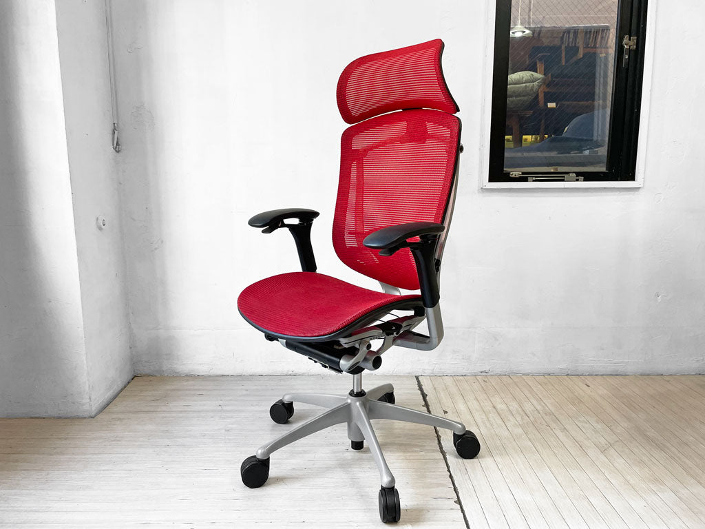 オカムラ okamura コンテッサ Contessa オフィスチェア デスクチェア CM91SB レッド メッシュ ジョルジェット・ジウジアーロ 中古品 買い取りしました。