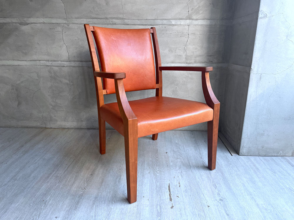 ウッドユーライクカンパニー WOOD YOU LIKE COMPANY ライトアームチェア LIGHT ARM CHAIR　神山公一 チェリー無垢材 本革シート 参考定価\129,800- 中古品 買い取りしました。