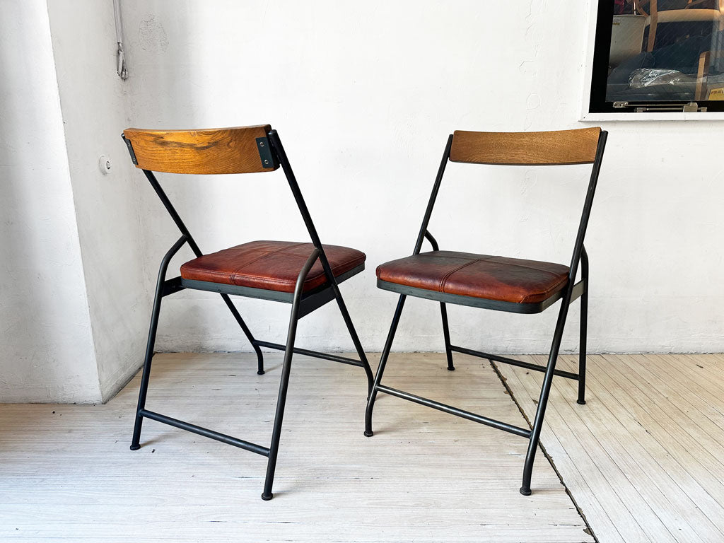 トラックファニチャー TRUCK FURNITURE スットチェア SUTTO CHAIR スチールフレーム オーク無垢材 レザー インダストリアル 廃番 2脚 買い取りしました。
