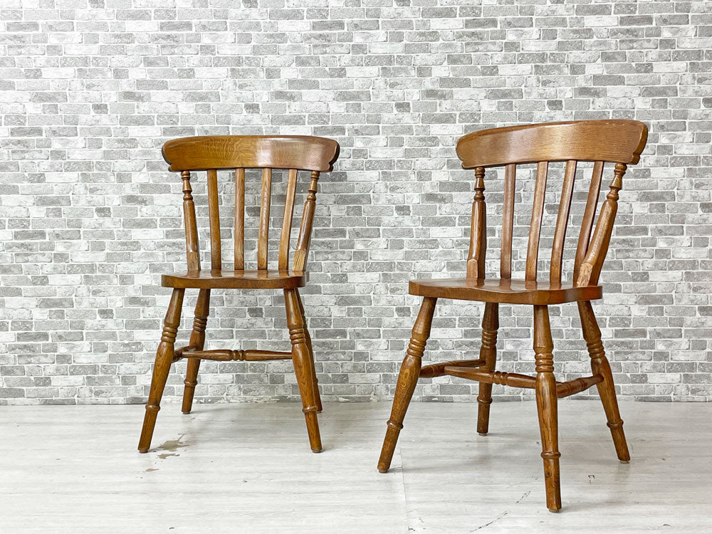 ロイズアンティークス Lloyd's Antiques スラットバックチェア ダイニングチェア オーク無垢材 英国 ビンテージスタイル 2脚 中古品 買い取りしました。