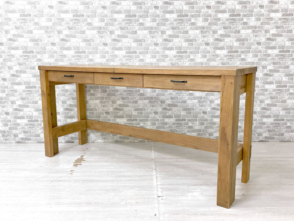 ウッドプロ WOODPRO OLD ASHIBA DESK デスク C-type 抽斗3杯 足場古材シリーズ 杉古材 ステイン＆艶消しウレタン仕上げ 木味 リメイク W156 定価￥72,050- 中古品 買い取りしました。
