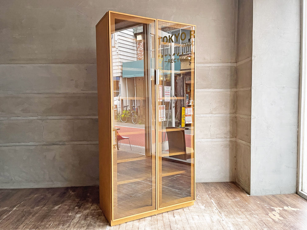 インザルーム in the ROOM ローマン ガラスキャビネット ブックシェルフ W80cm シンプルモダン オーク材 中古品 買い取りしました。