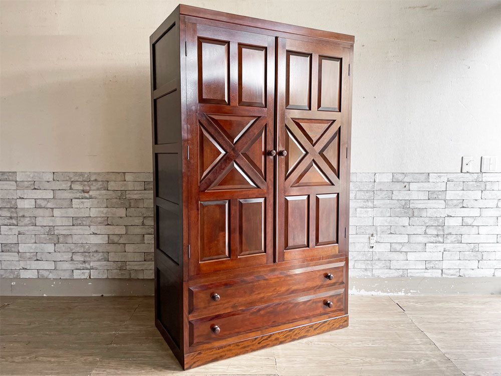 松本民芸家具 D型 洋服箪笥 衣装箪笥 クローゼット ワードローブ 抽斗2杯 ミズメザクラ 無垢材 H175cm 民藝 和家具 和モダン 現状品 中古品 買い取りしました。